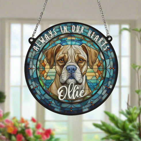 Boxer Memorial Stained Glass Effect Suncatcher